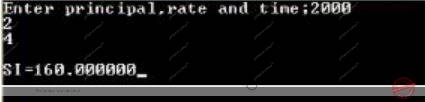 C program to calculate simple interest  output
