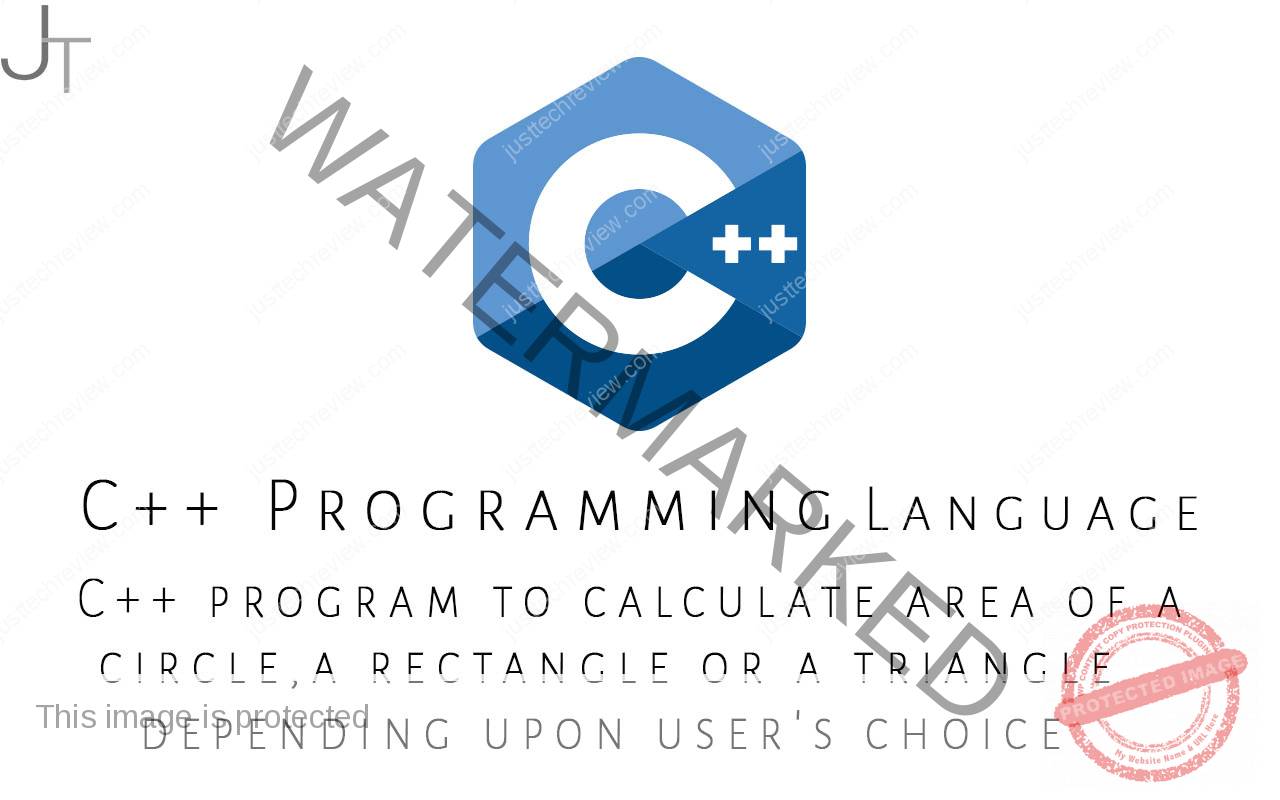 C++ program to calculate area of a circle,a rectangle or a triangle depending upon user's choice