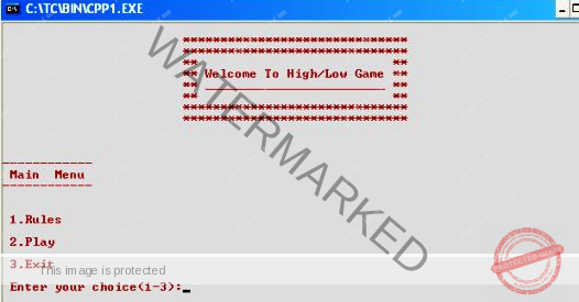 High/Low Game in C++
