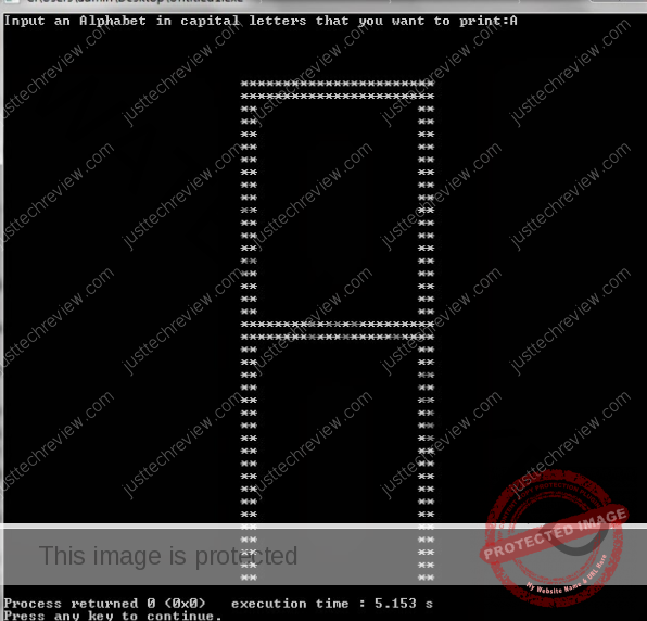 C++ Program to Print an Alphabet from A to L of *’s in Capital Letter