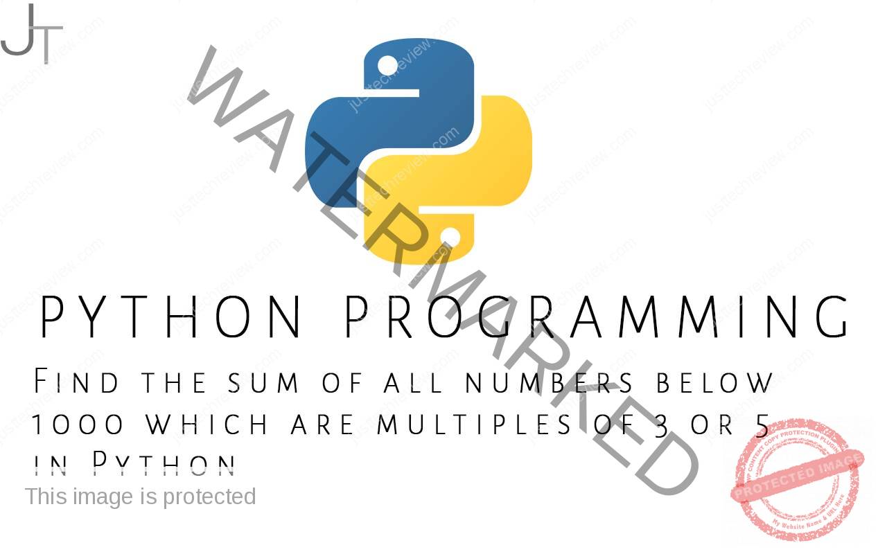 Find the sum of all numbers below 1000 which are multiples of 3 or 5 in Python