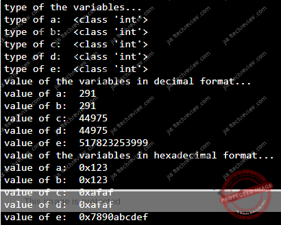 Create an integer variable by assigning hexadecimal value in Python