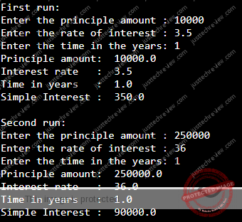 Python program for simple interest