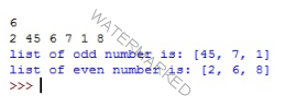 Python Program to print Odd and Even numbers from the list of integers