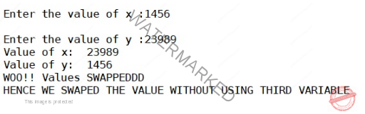 Python program for swapping the value of two integers without third variable