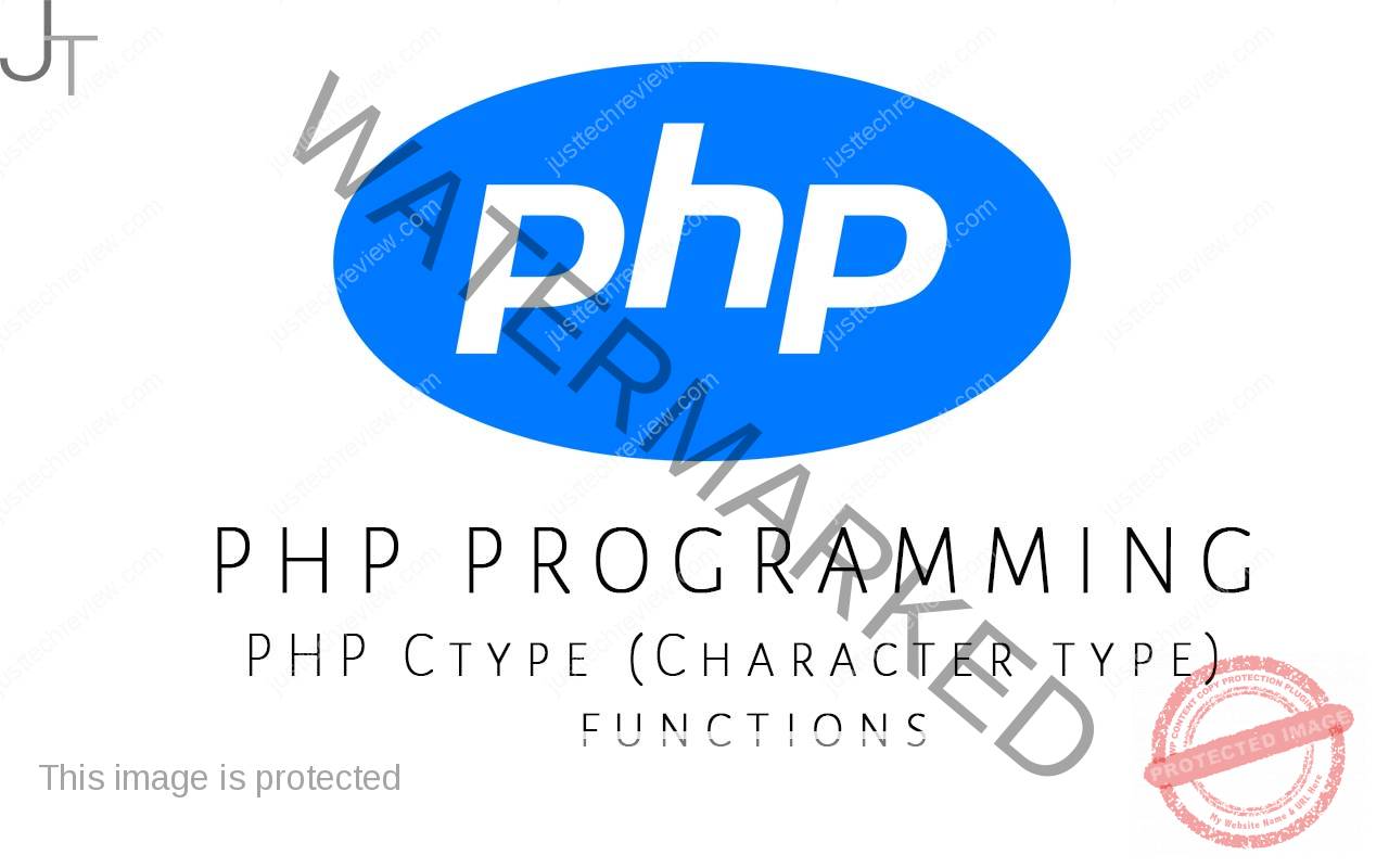 Ctype functions PHP provides some of the built-in functions, which are used to verify the characters in the string i.e. to check whether a string contains the characters of specific types. List of the Ctype functions in PHP Here, is the list of the PHP Ctype functions... ctype_alnum() - Checks whether given string contains all alphabets or numbers. ctype_alpha() - Checks whether given string contains all alphabets. ctype_digit() - Checks whether given string contains all digits. ctype_space() - Checks whether given string contains spaces (whitespaces, tab, new line etc). ctype_lower() - Checks whether given string contains all lowercase characters. ctype_upper() - Checks whether given string contains all uppercase characters. ctype_punct() - Checks whether given string contains all punctuation characters. ctype_xdigit() - Checks whether given string contains all hexadecimal digits. ctype_print() - Checks whether given string contains all printable characters. ctype_graph() - Checks whether given string contains all printable characters expect space. ctype_cntrl() - Checks whether given string contains all control characters. PHP Ctype functions Example